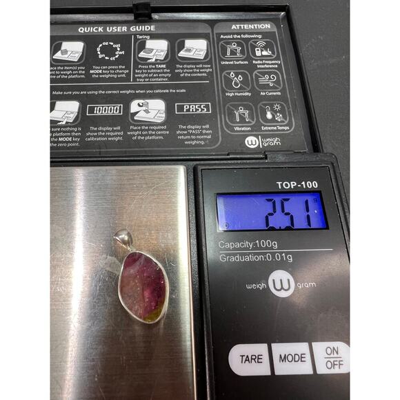 NEW Watermelon pink tourmaline sterling silver pendant 2.51 grams - Picture 6 of 8